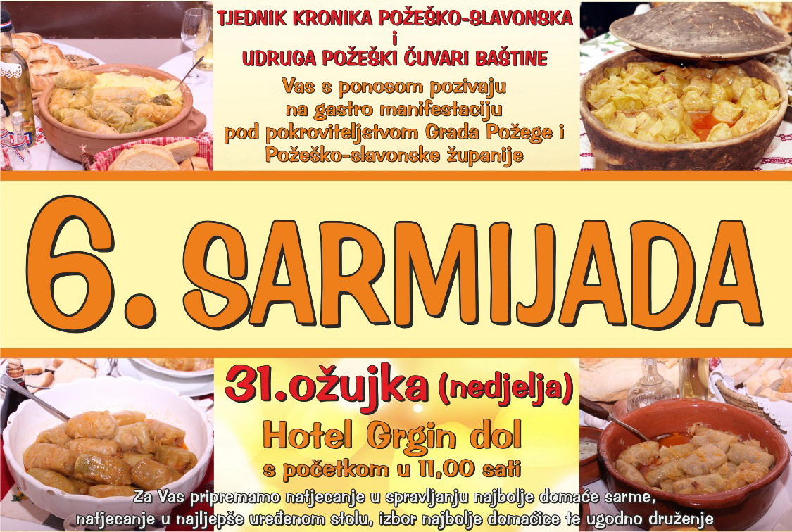 Poziv svima koji vole kuhati sarmu na 6. Sarmijadu u Požegi u nedjelju 31. ožujka